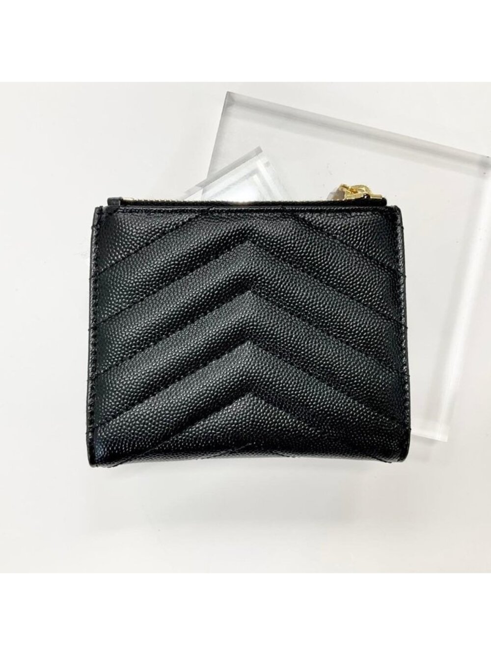 Saint Laurent Leather 2 Parts Stitch YSL Logo Quilted Wallet - Picture 3 of 10